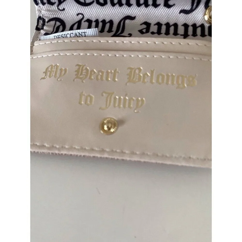 Juicy Couture Cafe Pink V-I Heart Juicy Card Case Key‎ Fob Wallet NEW